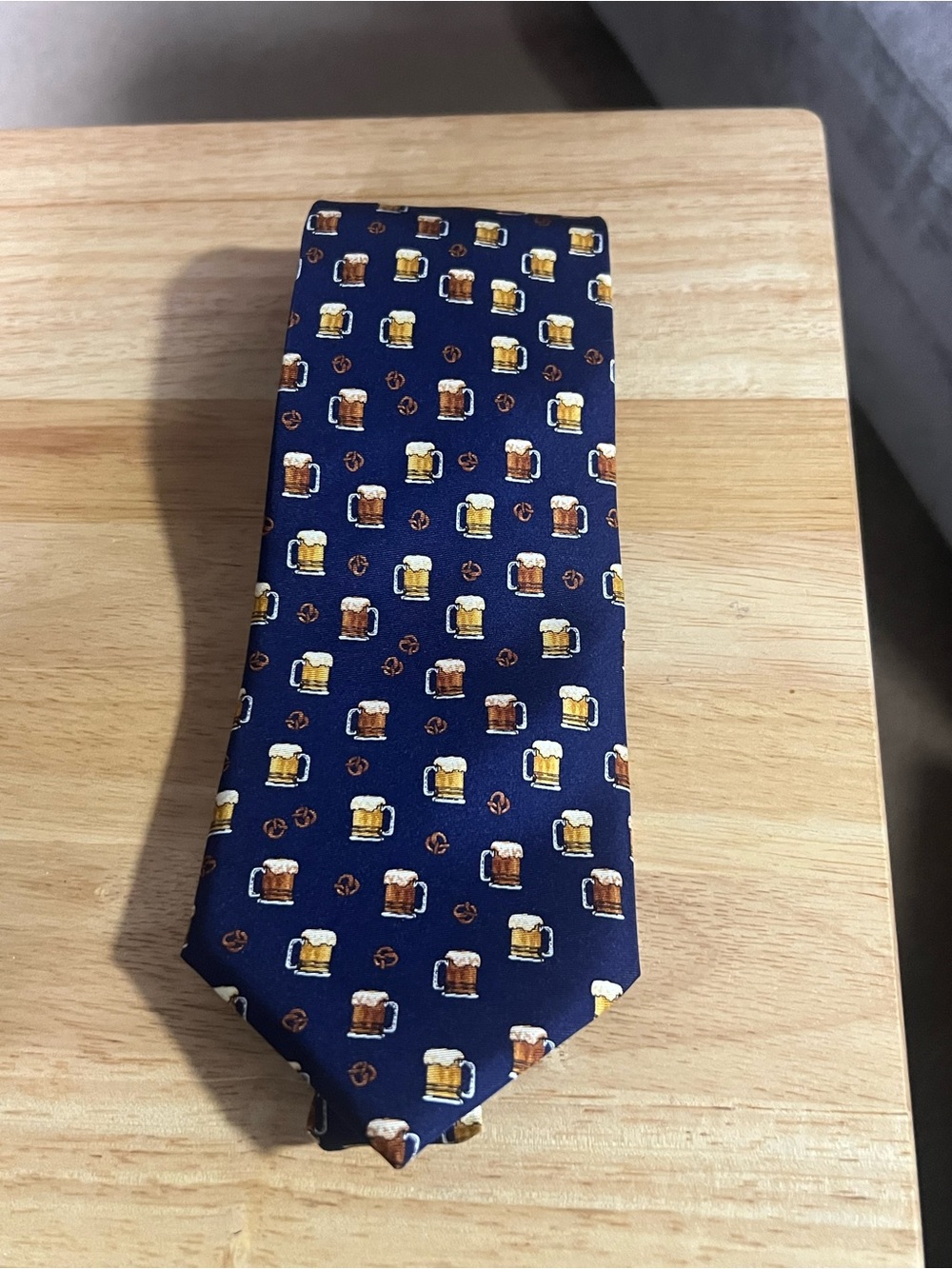 Navy Men’s Tie with Beer Mug Pattern